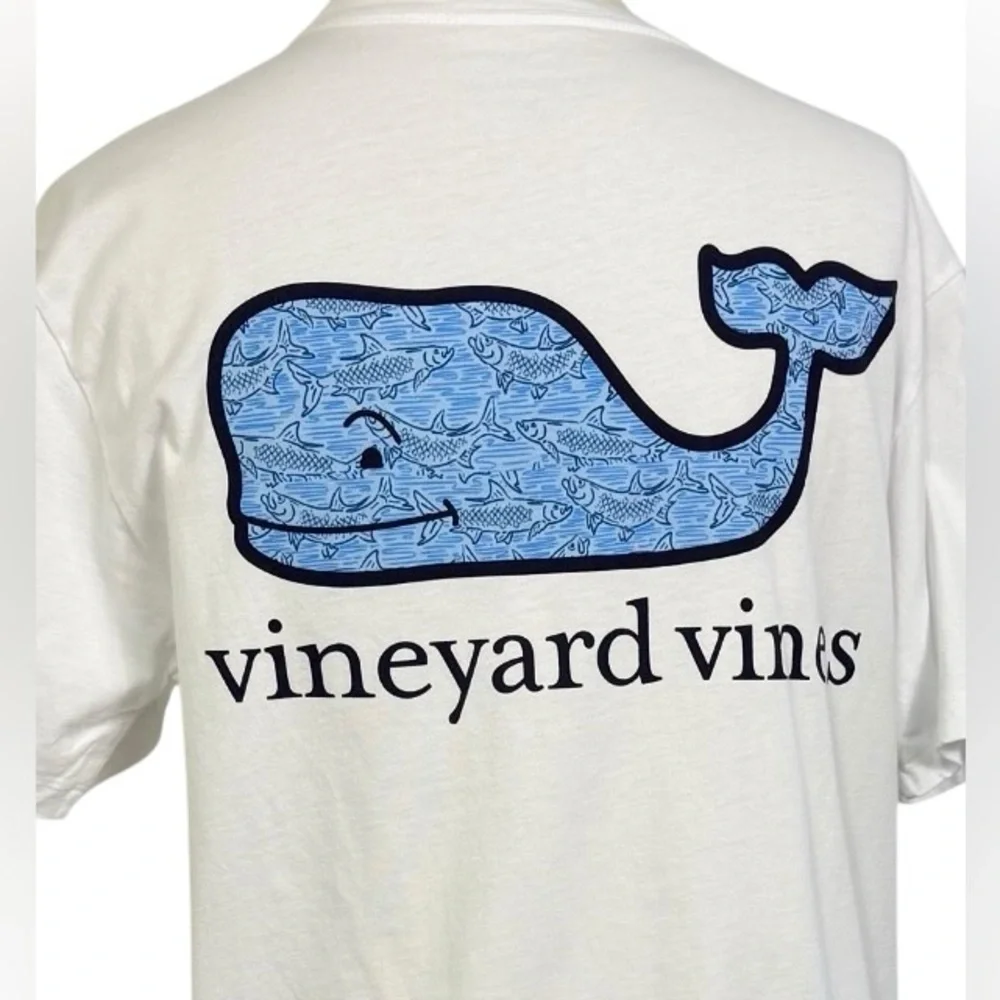 Vineyard Vines Men’s XS Tarpon Fish Sketch Whale Pocket Tee Short Sleeve White